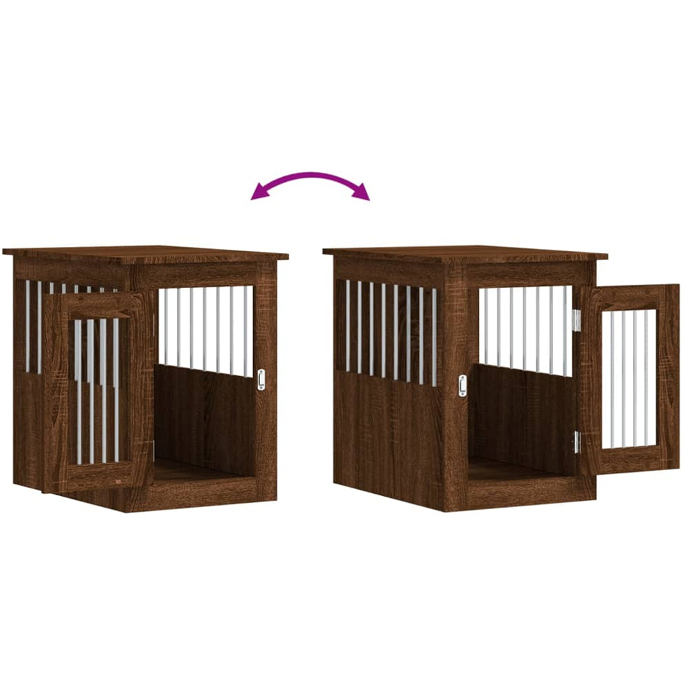 vidaXL Brown Oak Processed Wood Dog Crate Furniture 45 x 62 x 59cm Image 9