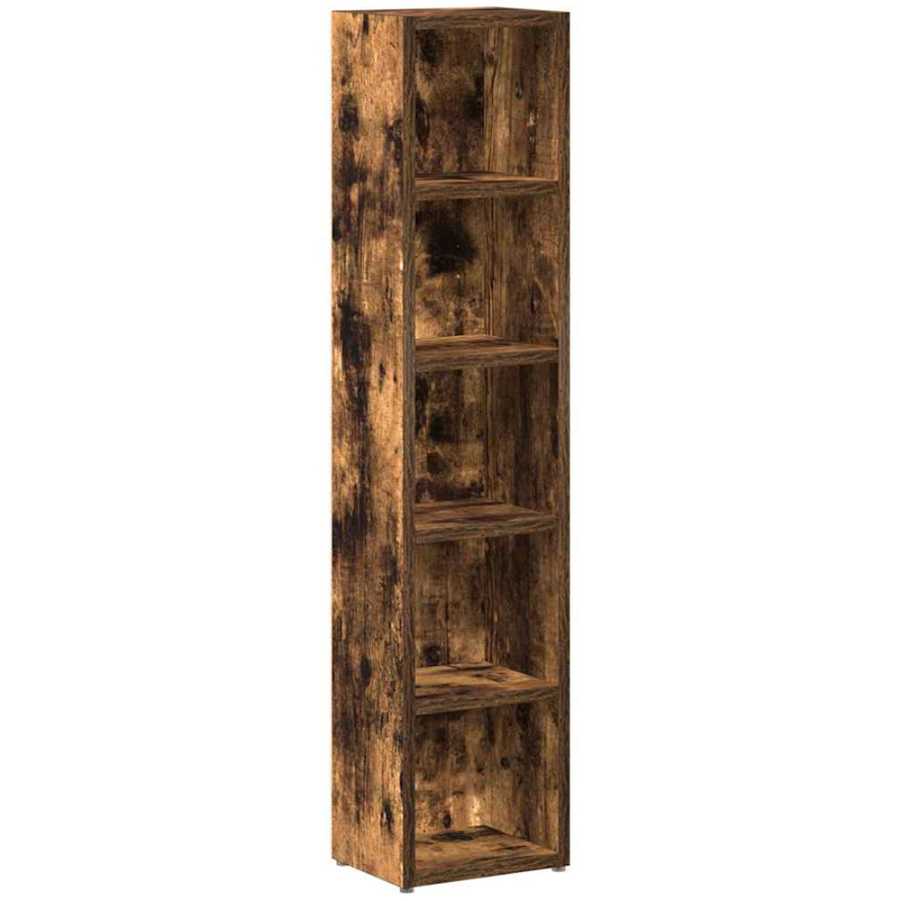 vidaXL 5 Shelf Smoked Oak CD Cabinet Set of 2 Image 4