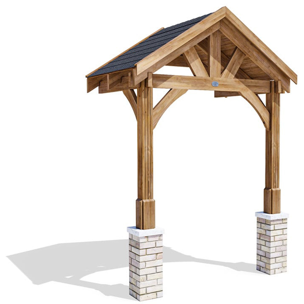 Dunster House Thunderdam 2 x 1.5m Brown Half-Height Porch Canopy with Black Shingle and 2 Posts Image 2