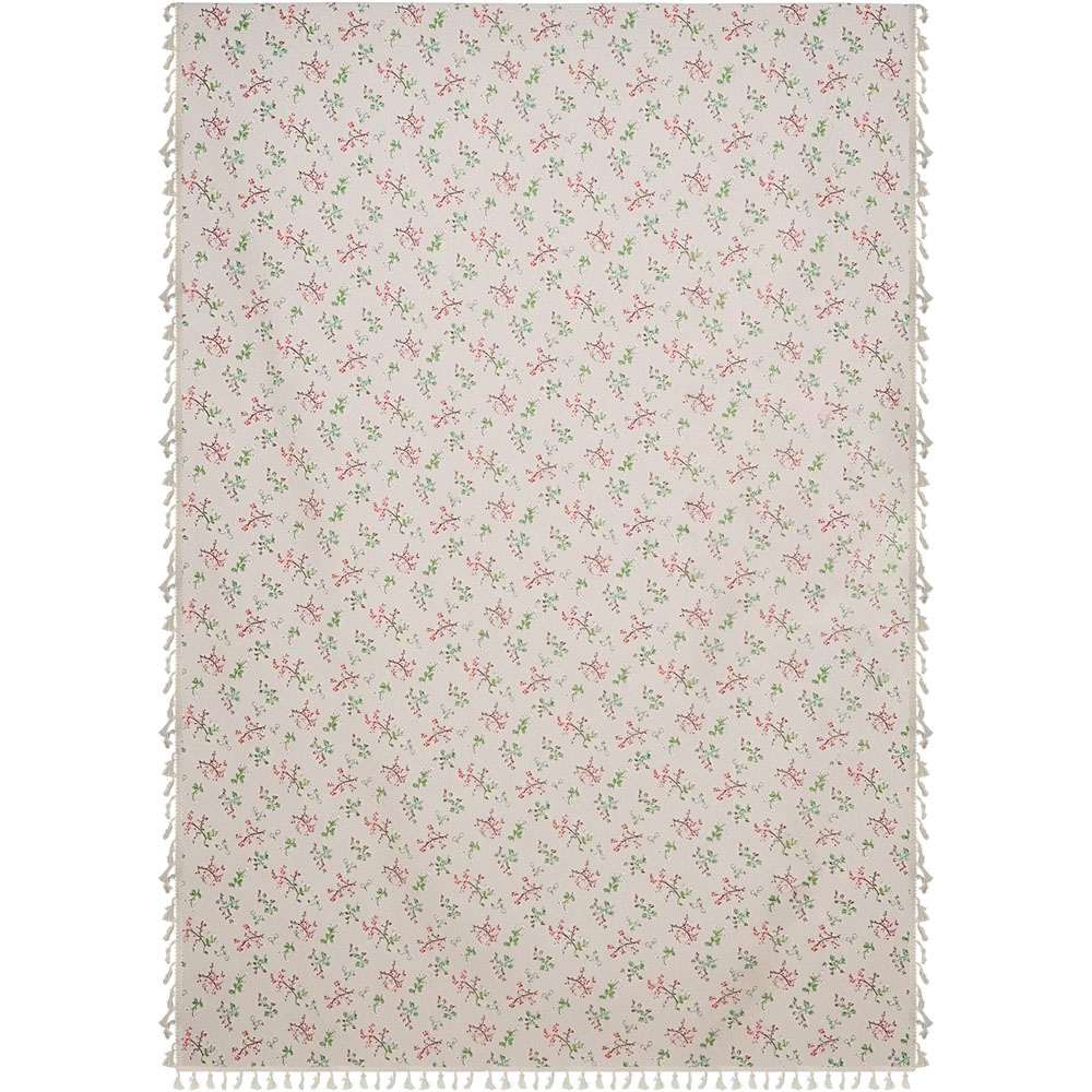 Living and Home Beige Bohemian Botanical Print Semi Sheer Curtain 245 x 150cm Image 2