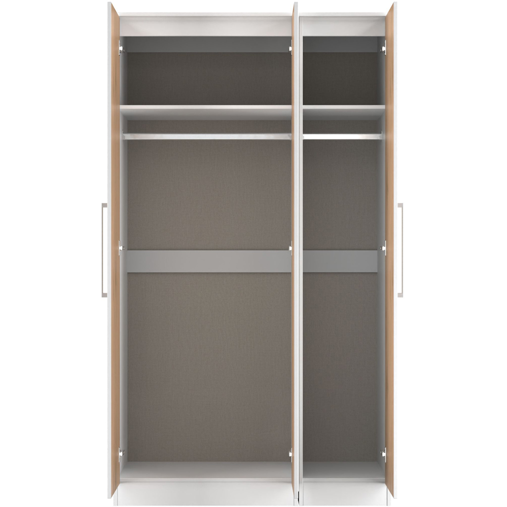 Crowndale Worcester 3 Door Slatt Effect and White Tall Mirrored Wardrobe Ready Assembled Image 6