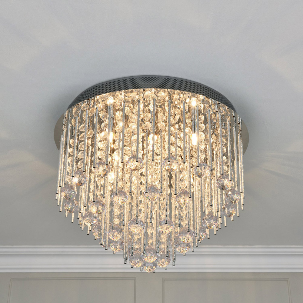 Silver Spiral Crystal 8 Light Chandelier Image 2