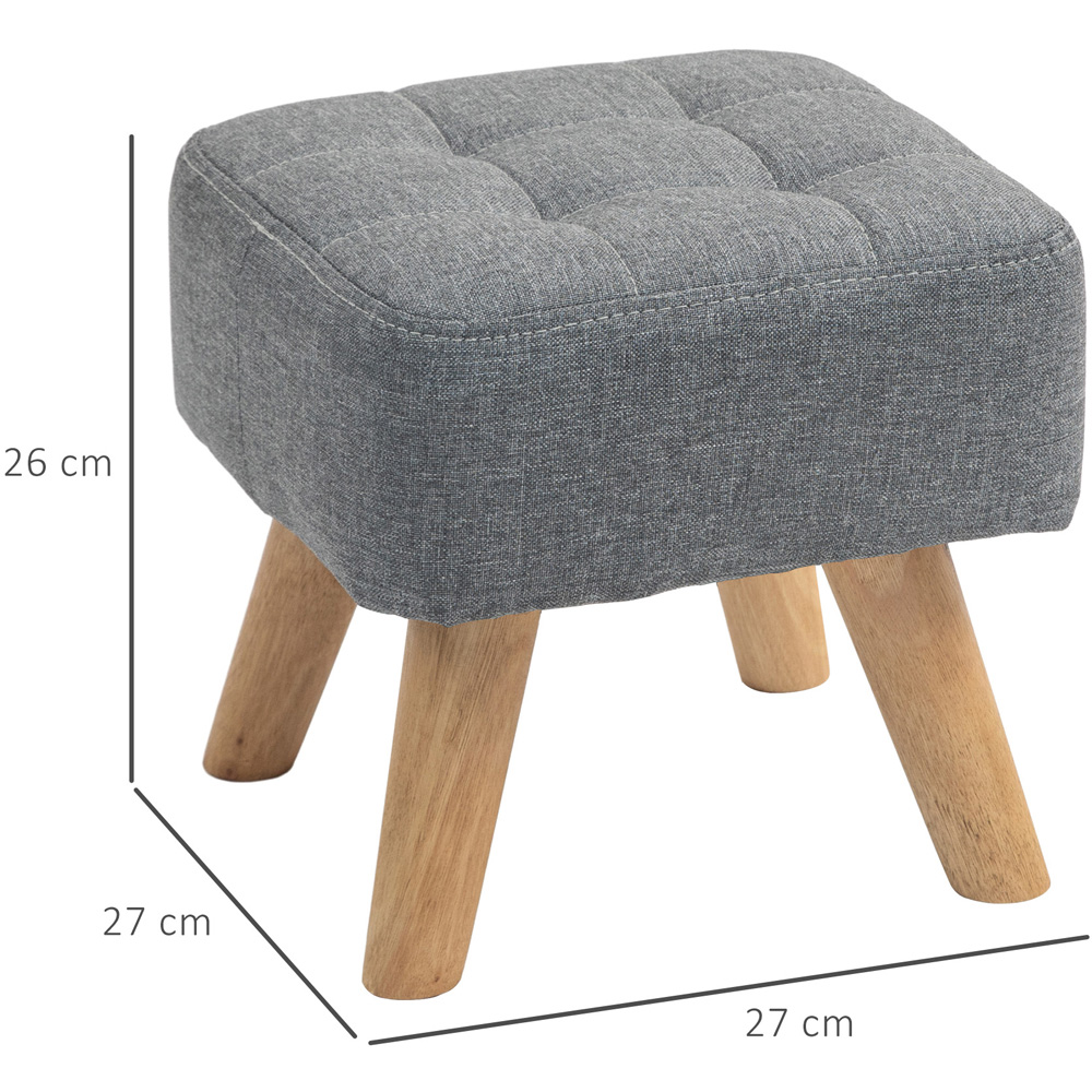 HOMCOM Grey Fabric Modern Footstool with Rubber Wood Legs Image 9