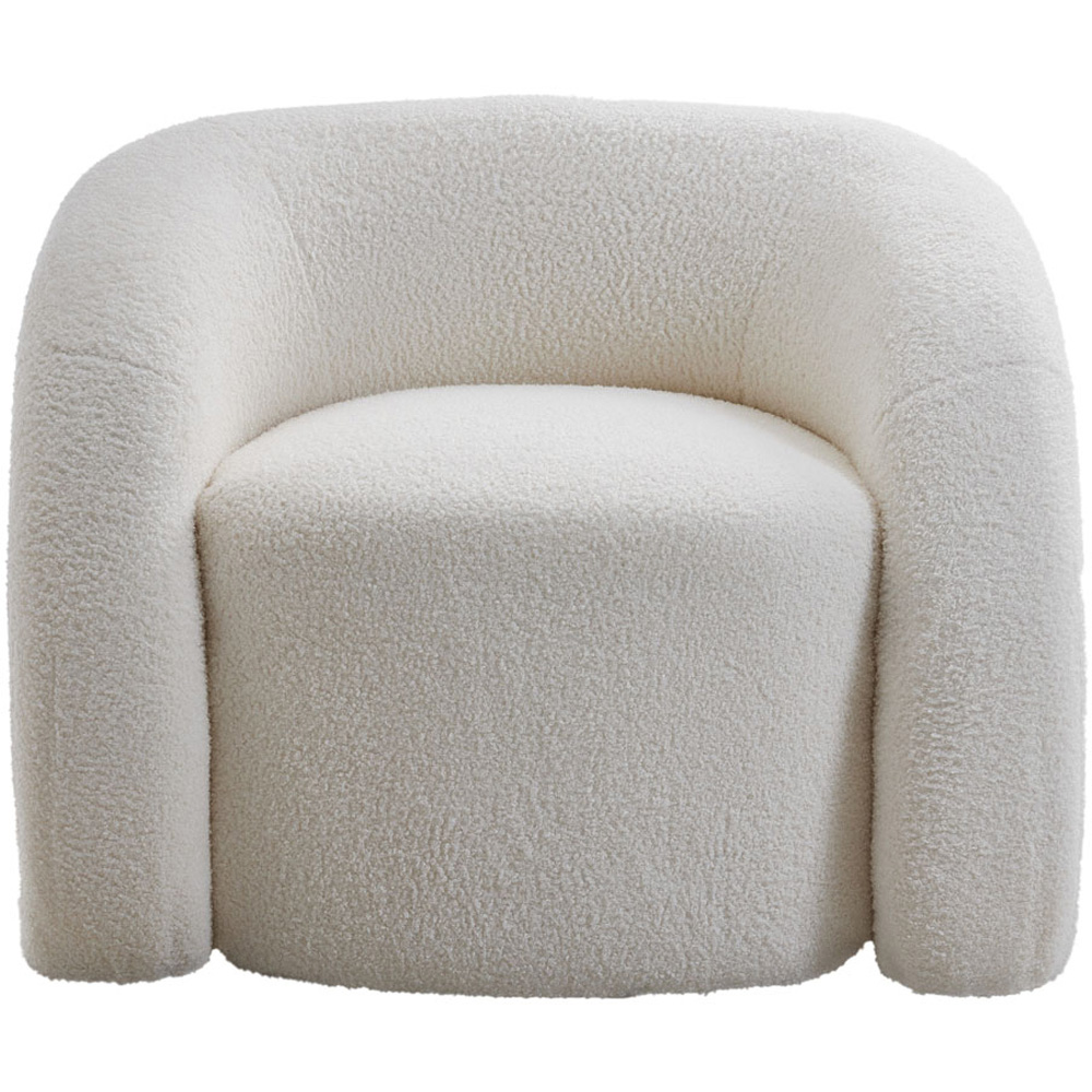 Living and Home White Velvet Artistic Wraparound Armchair Image 2