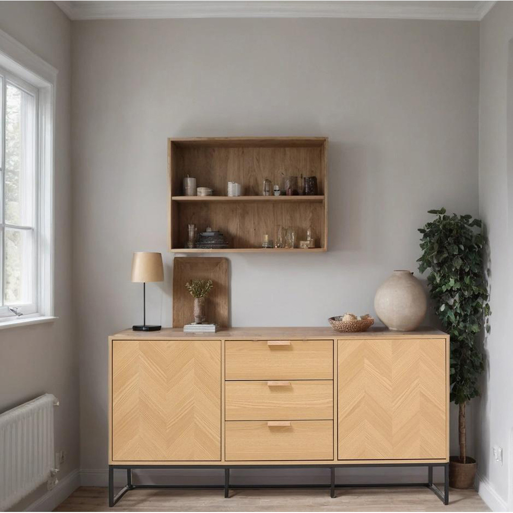 H&O Direct 3 Drawers Wooden Side Cabinet Image 4