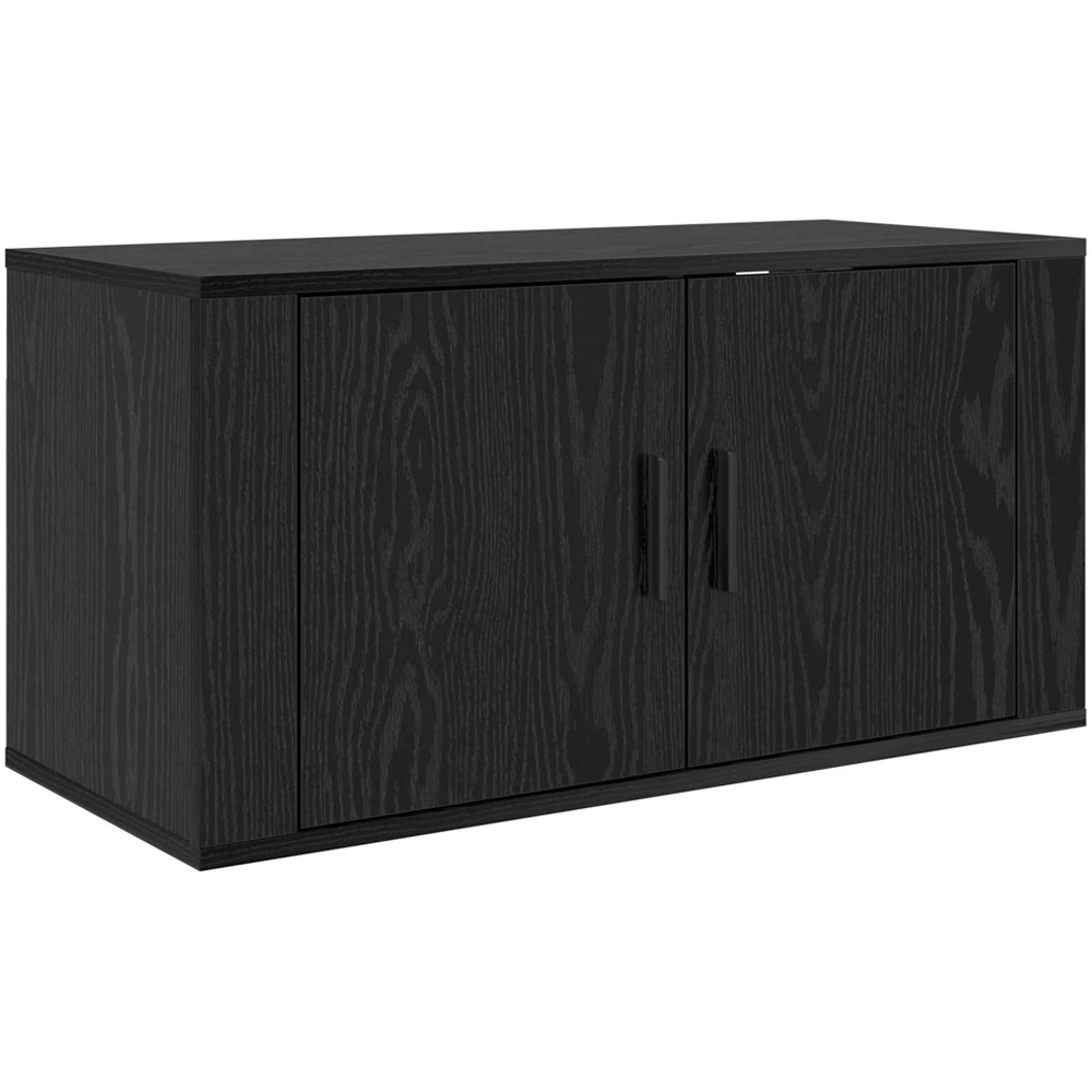 vidaXL 2 Door Black Oak Wall Mounted TV Unit Set of 2 Image 5