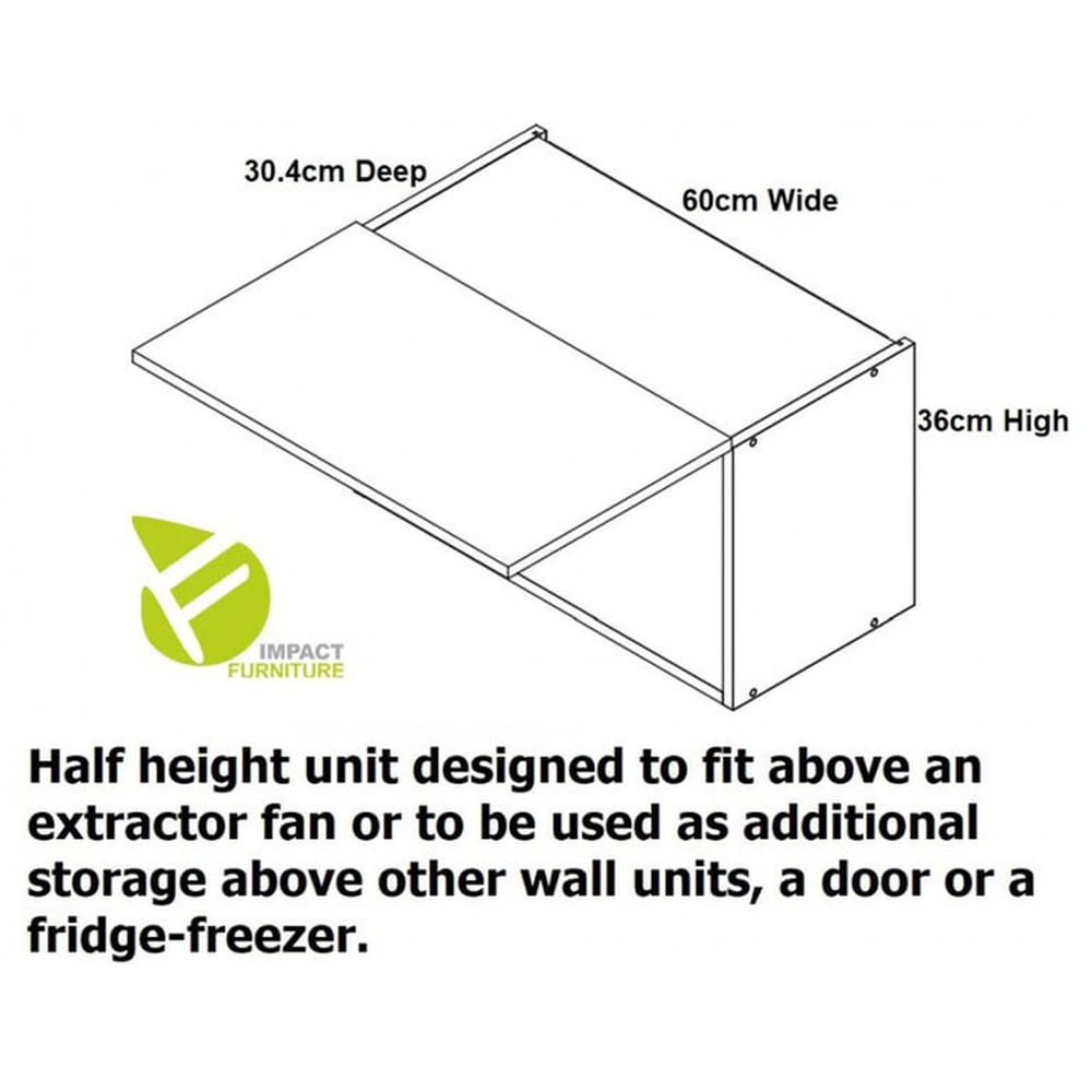 Impact Furniture Star Light Grey Gloss Kitchen Wall Cabinet Extractor Fan Housing Unit 600mm Image 5