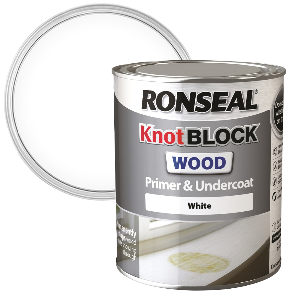 Ronseal Knot Block White Wood Primer and Undercoat 750ml Image 1