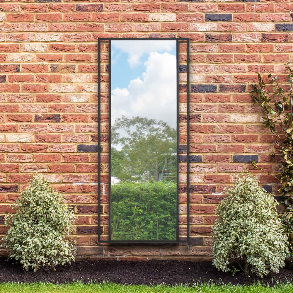 MirrorOutlet The Genestra Black Modern Wall and Leaner Garden Mirror 180 x 80cm Image 5