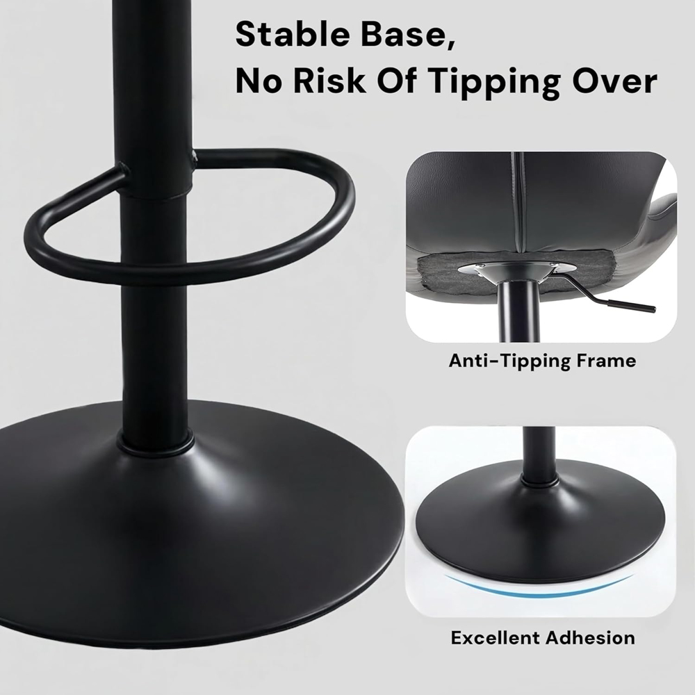 Alivio Black Faux Leather Height Adjustable Swivel Bar Stool Set of 2 Image 7