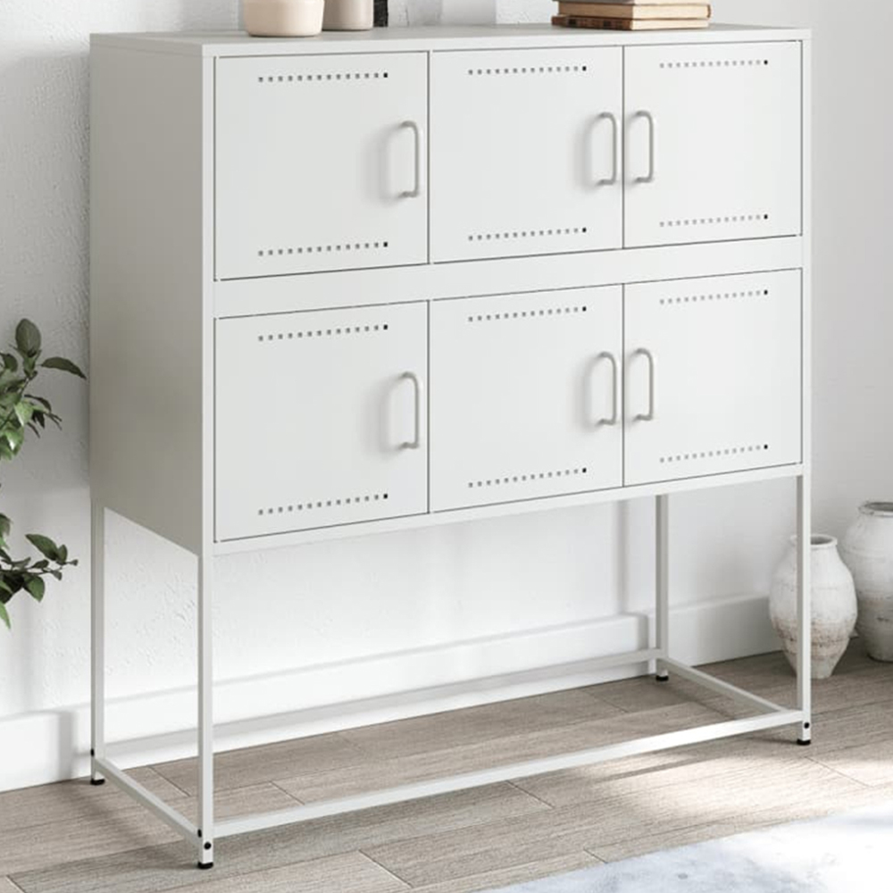 vidaXL 6 Door White Sideboard Image 1