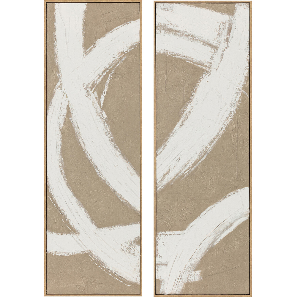 Set of 2 Hand Painted Canvases Taupe Image 1