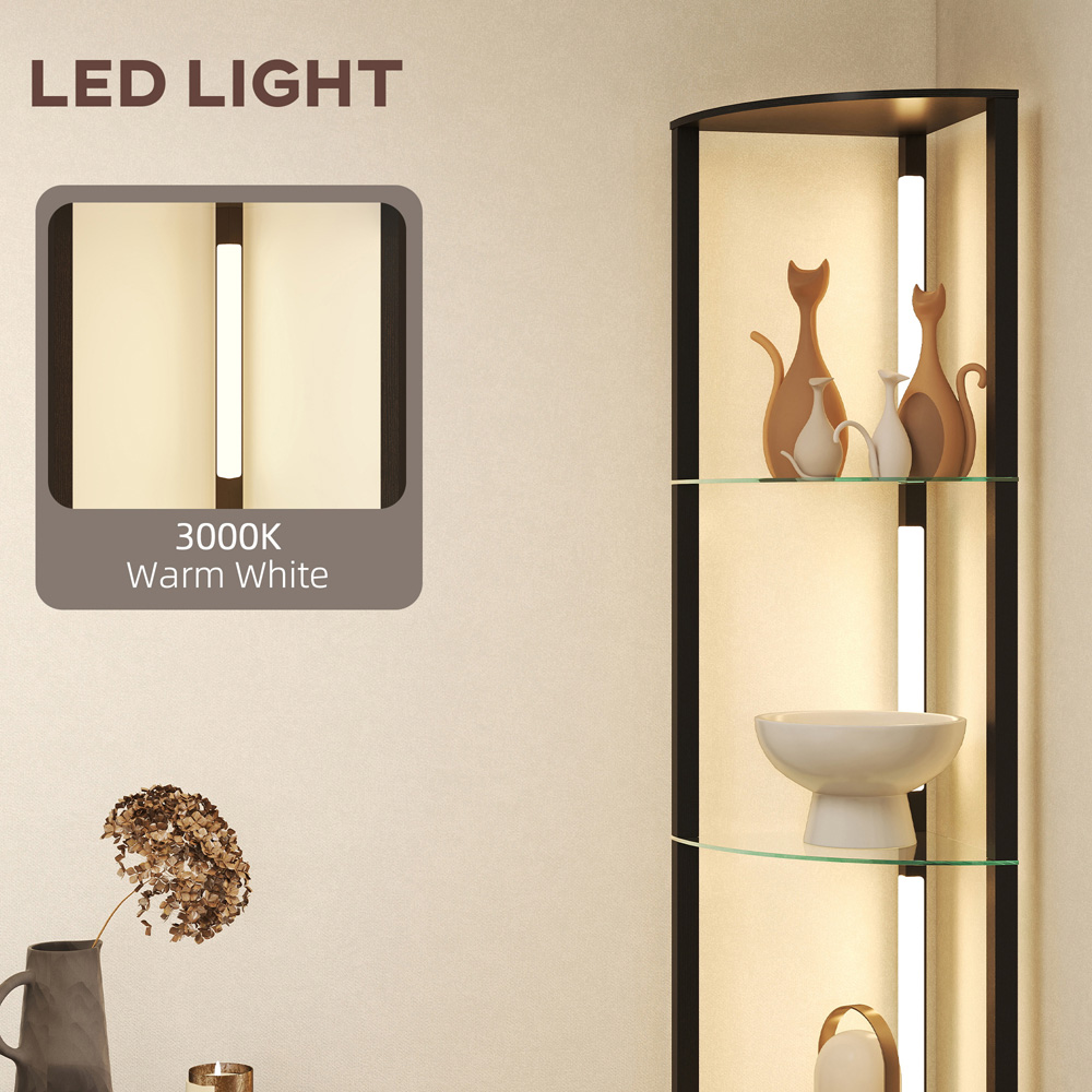HOMCOM 4 Shelf Corner Dimmable LED Floor Lamp with Foot Switch Image 7