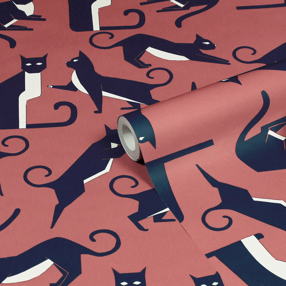 furn. Geo Cats Abstract Pink Matte Wallpaper Image 2