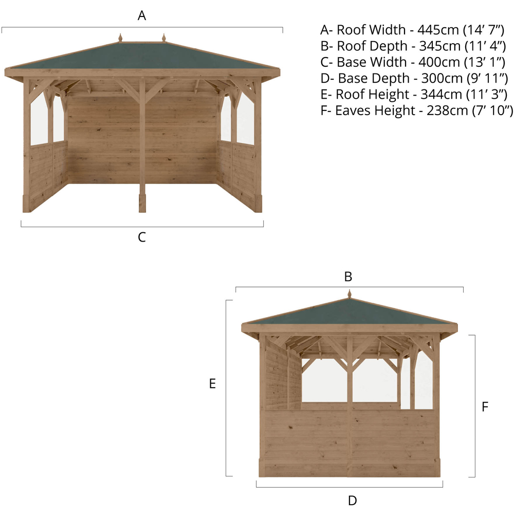 Mercia 3 x 4m Pressure Treated Traditional Gazebo with Side Panels Image 8