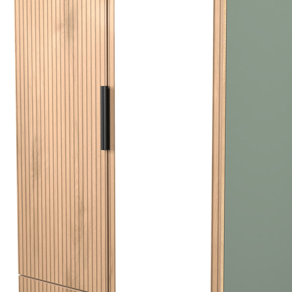 Crowndale Java 2 Door 2 Drawer Slatt Effect and Reed Green Mirror Wardrobe Image 7