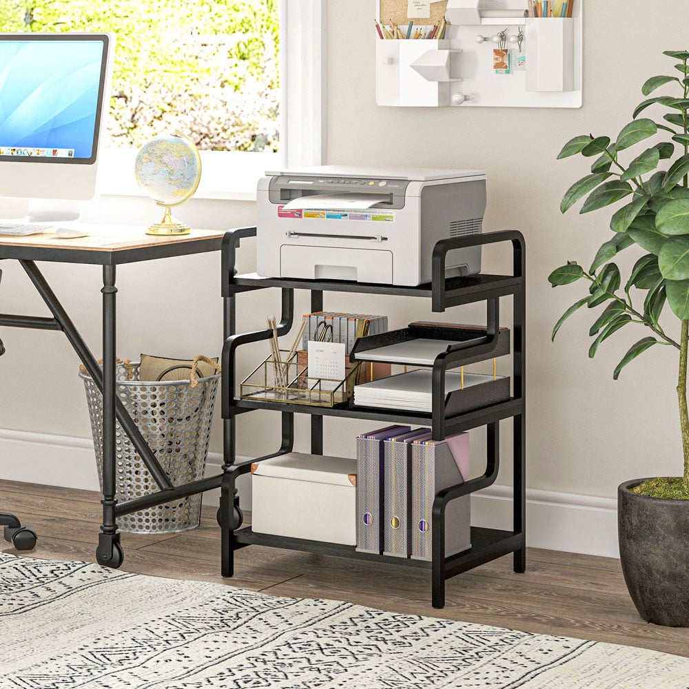 HOMCOM 3-TierBlack Storage Shelf Image 5