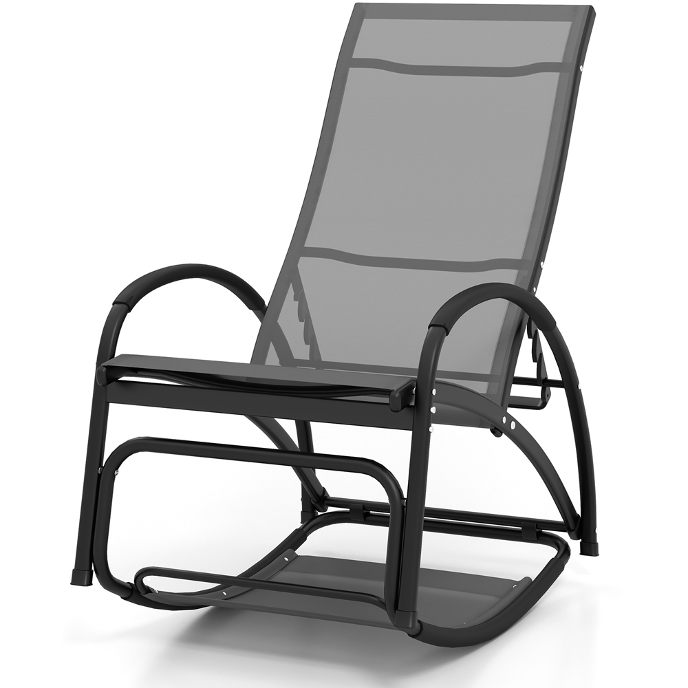 Costway Grey 2 in 1 Rocking Outdoor Lounge Chair Image 3