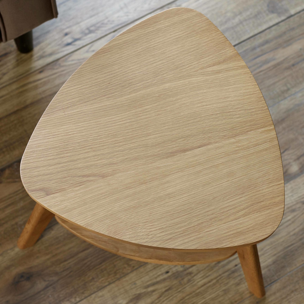 Julian Bowen Vera Single Shelf Oak Triangular Side Table Image 8