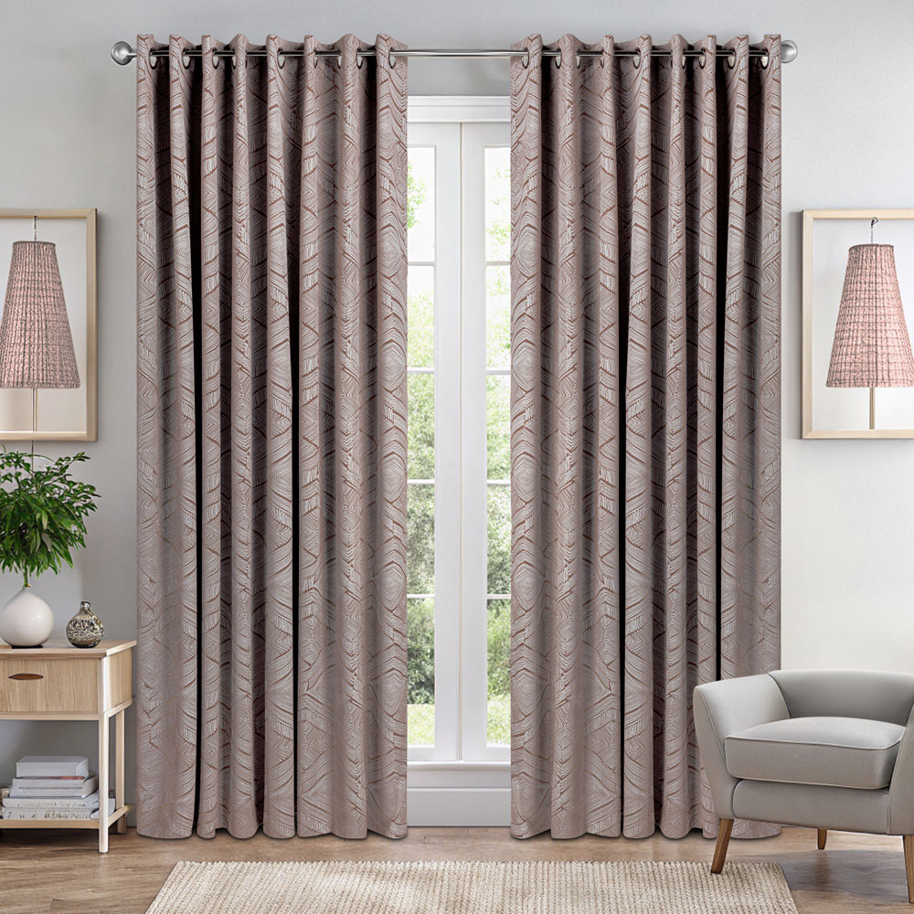 Alan Symonds Rust Geometric Aztec Print Blackout Ring Top Eyelet Curtains 229 x 183cm Image 7