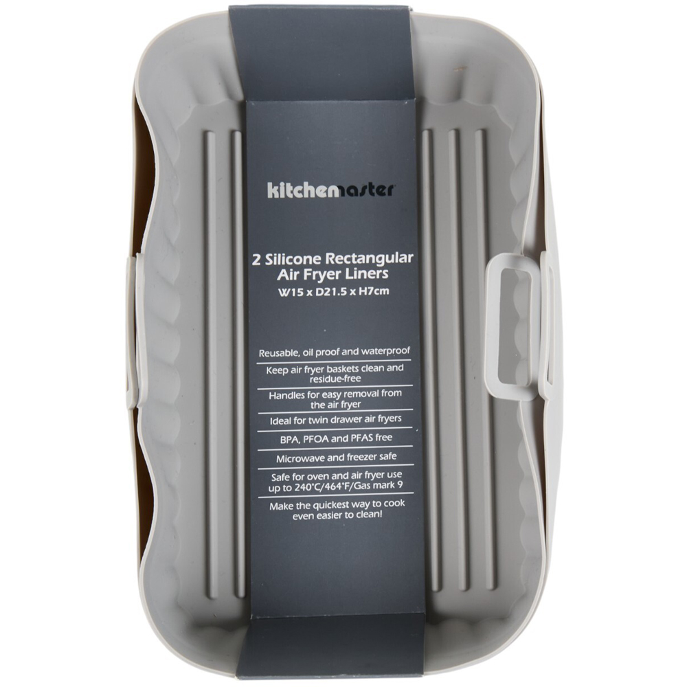 Pack of 2 Kitchen Master Silicone Rectangular Airfryer LinersGrey Image 3