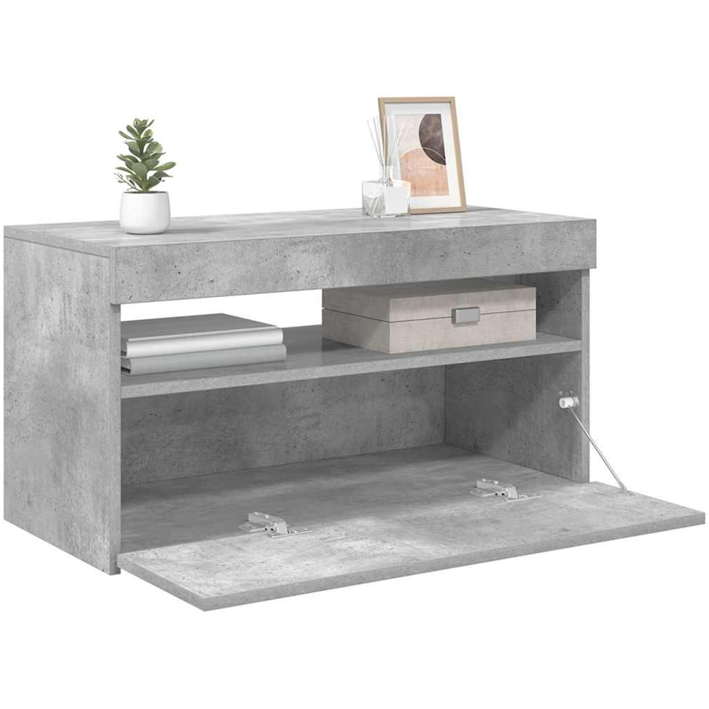 vidaXL Single Door Single Shelf Concrete Grey TV Cabinet with LED Lights Image 3