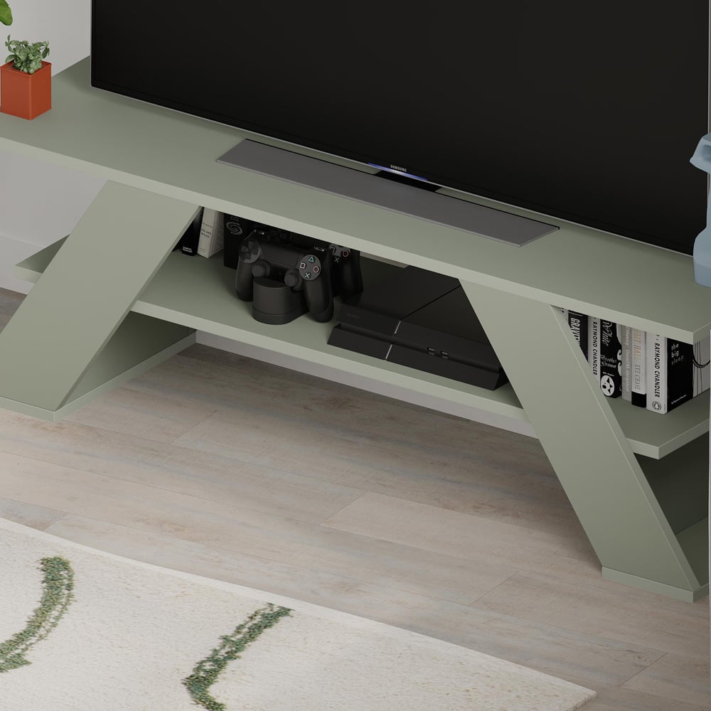 Decortie Farfalla Single Shelf Ash Green TV Unit Image 3