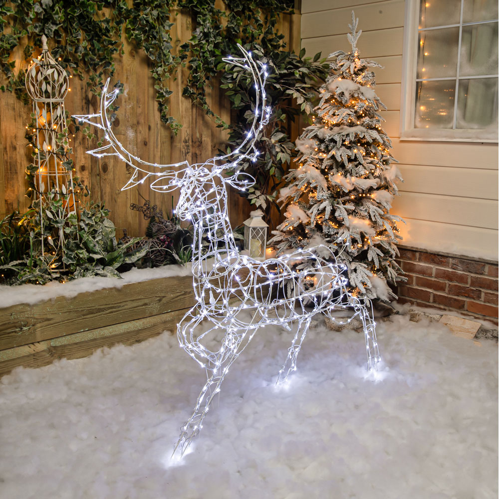 The Christmas Centre 330 LED White Wire Light-Up Stag Reindeer 4.5ft Image 2