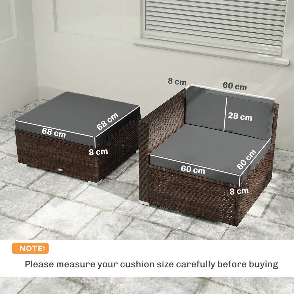 Outsunny 7 Piece Dark Grey Water-Repellent Patio Furniture Cushion Set Image 9