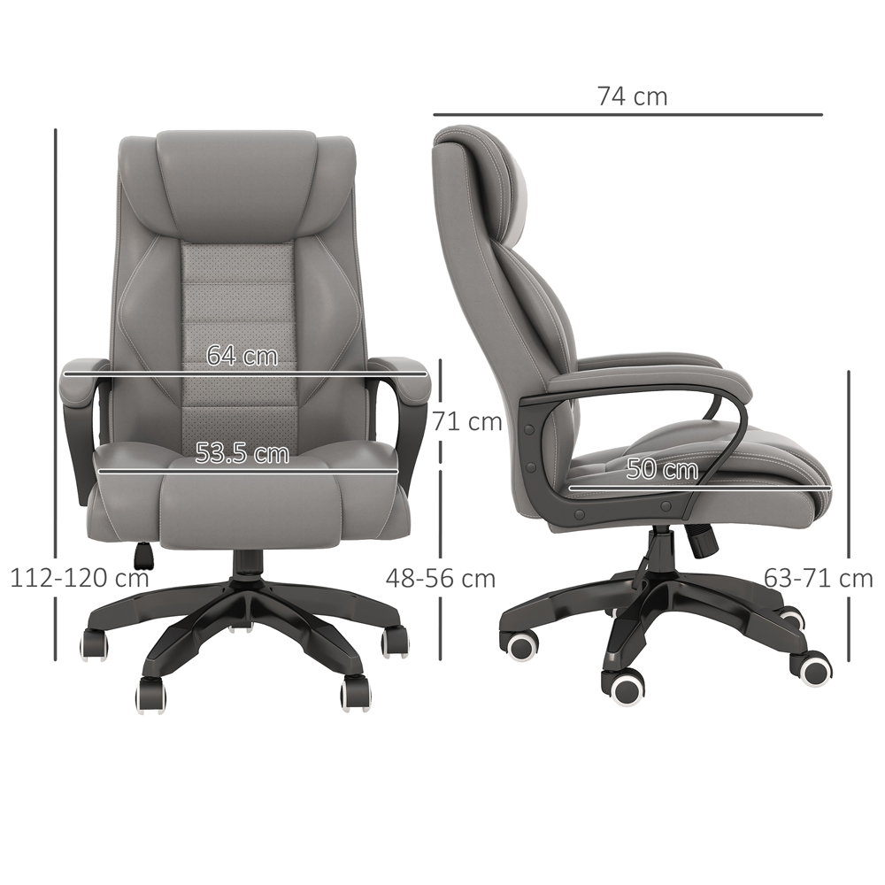Portland Grey Vibration Massage High Back Executive Office Chair Image 9