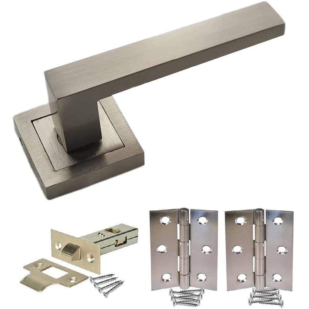 Golden Grace Satin Stainless Steel Delta Door Handle Set Image 1