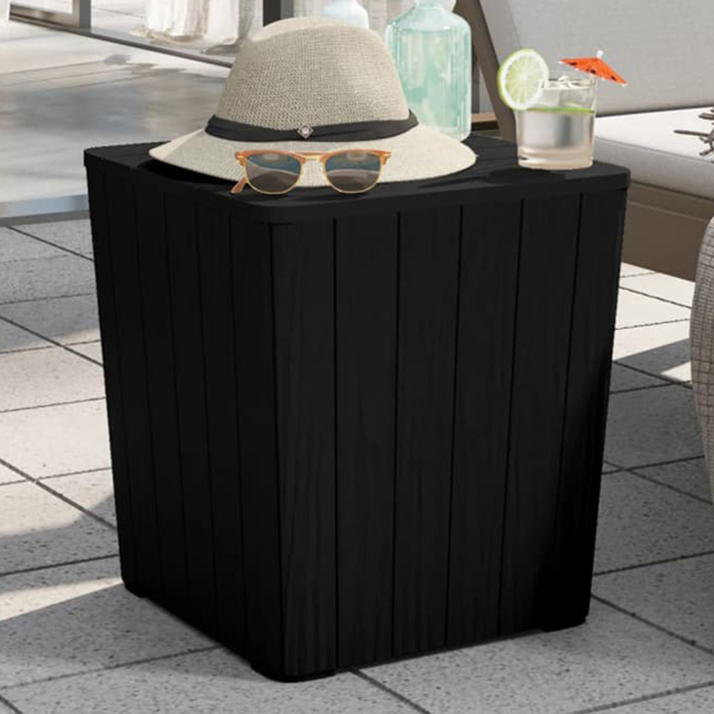 vidaXL Black Polypropylene Garden Table with Storage and Removable Lid Image 1