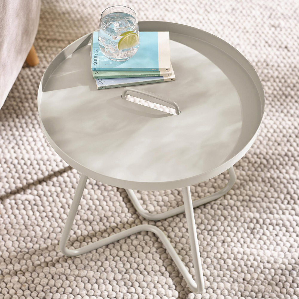 Furniturebox Agen Cream Metal Outdoor Round Side Table Image 3