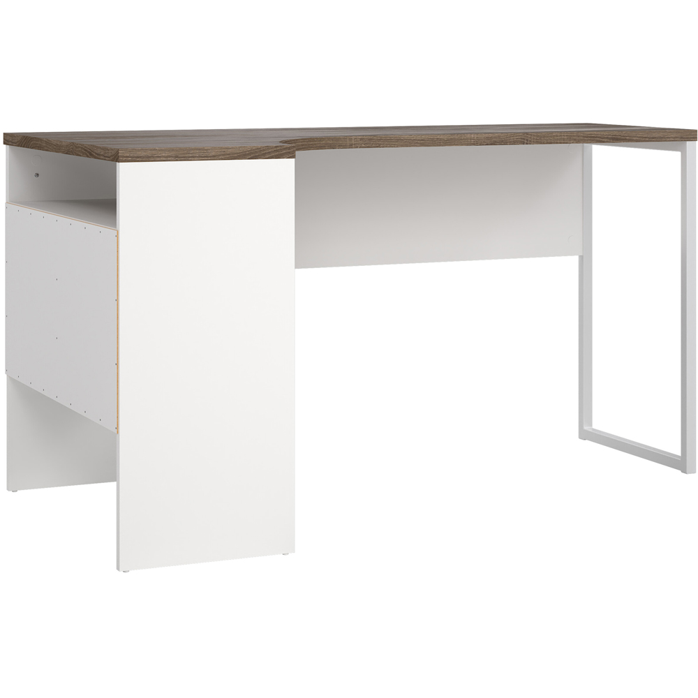 Florence Function Plus 2 Drawer Corner Desk White and Truffle Oak Image 3