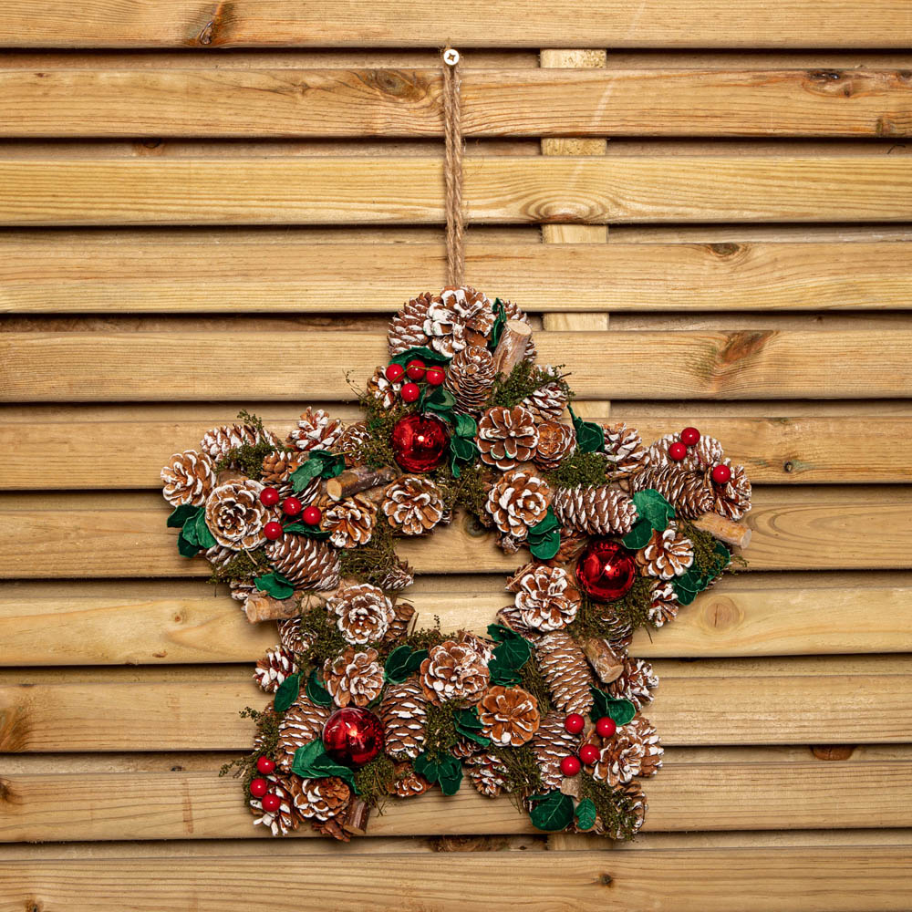 Samuel Alexander YuleFest Star Christmas Wreath with Baubles and Pine Cones 35cm Image 5
