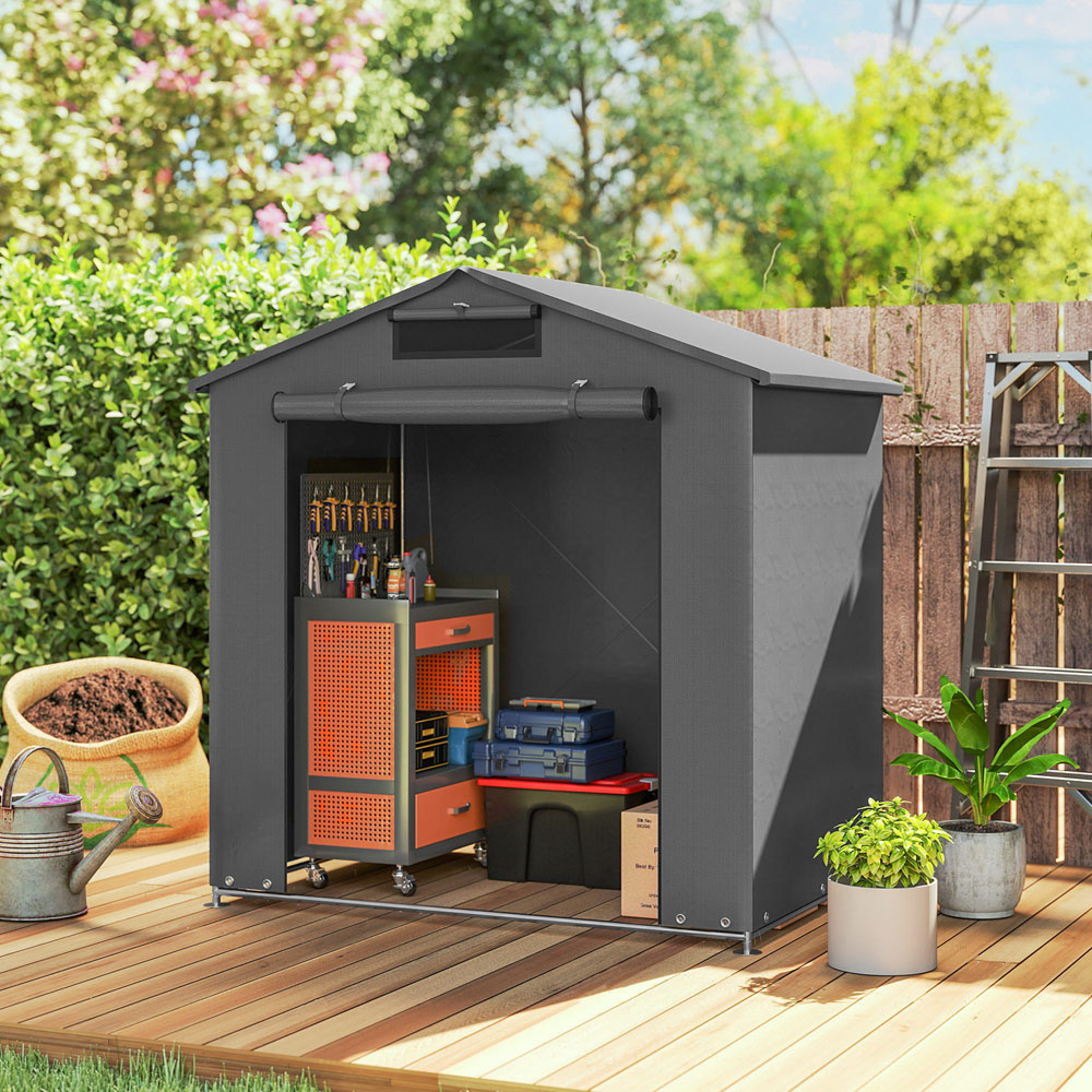 Outsunny 6 x 4ft Dark Grey Garden Bike Storage Shed Image 2