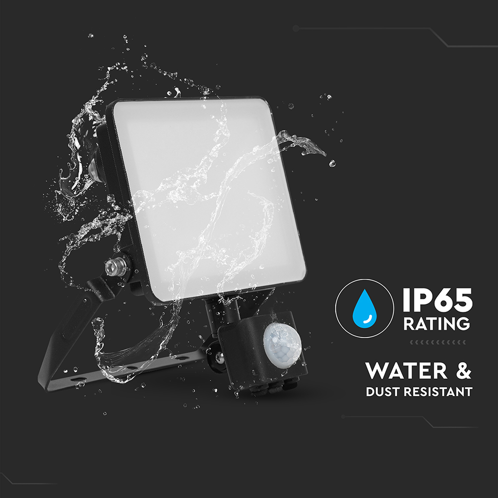 V-TAC 10W 1200 Lumens Daylight White LED Floodlight with PIR Sensor Image 7