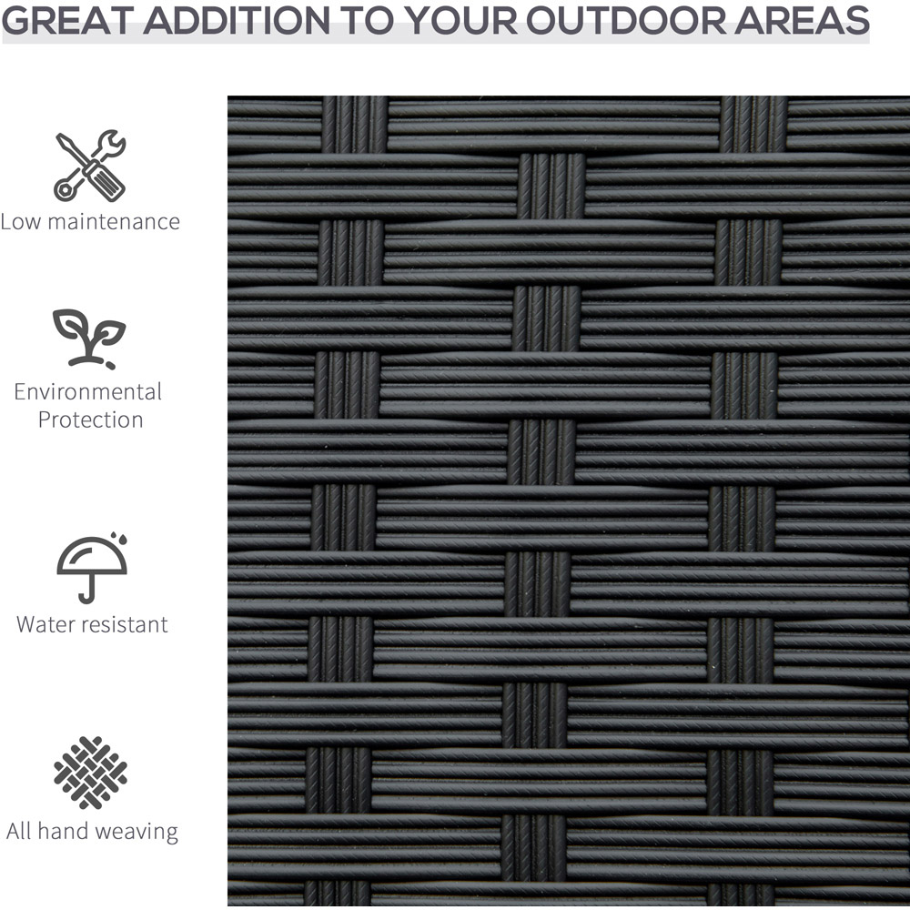 Outsunny 2 Seater Black Rattan Bench Image 5