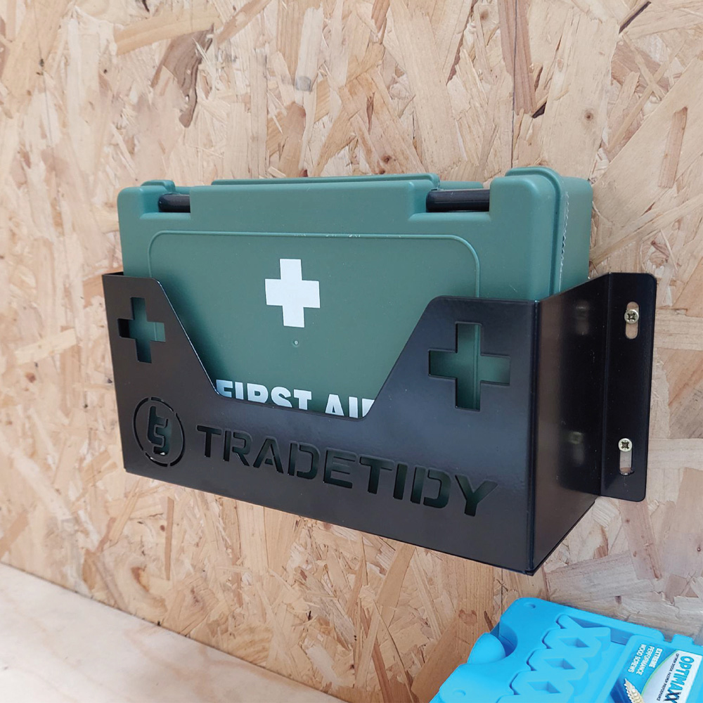 TradeTidy Black Steel First Aid Kit Holder with 10 Person Kit Image 2