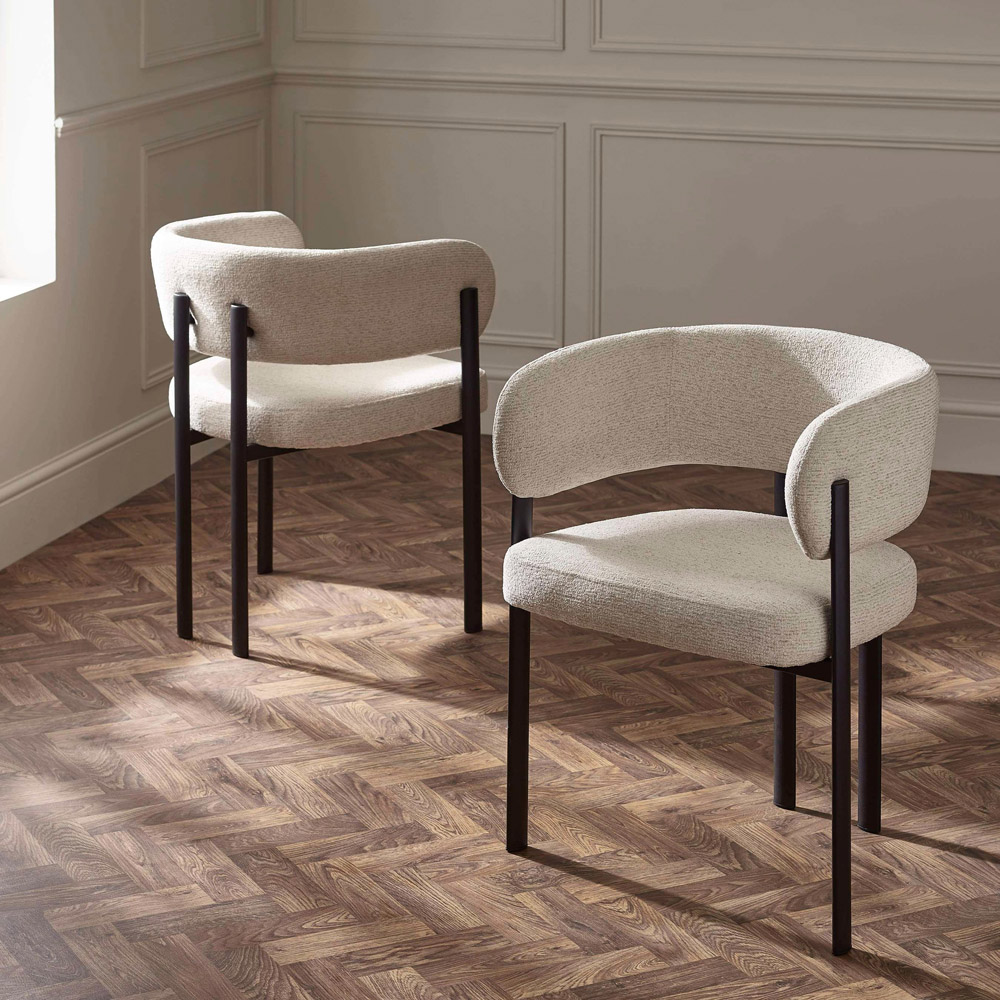 Julian Bowen Bolivia Set of 2 Cream Chenille Upholstered Dining Chair Image 6