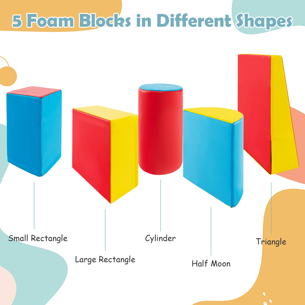 Costway Blue and Red Kids Soft Climb and Crawl Playset 5 Piece Image 5