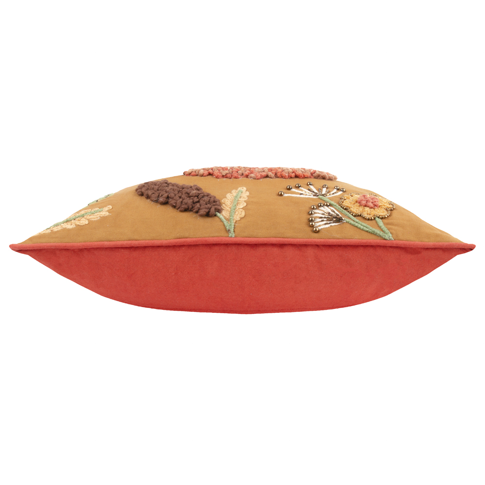 Wylder Nature Mushroom Dell Autumn Gold Embroidered Cotton Cushion 45 x 45cm Image 5
