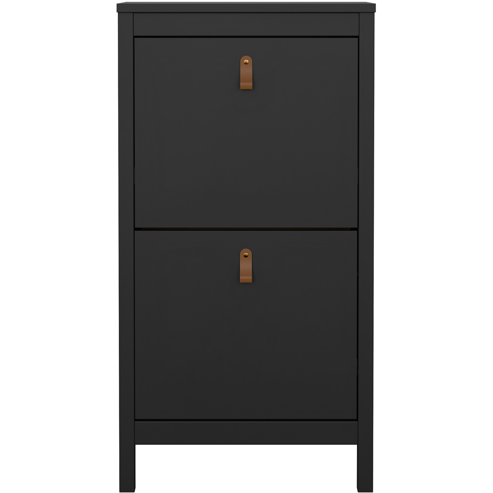 Florence Barcelona 2 Flip Down Doors Matt Black Shoe Cabinet Image 3