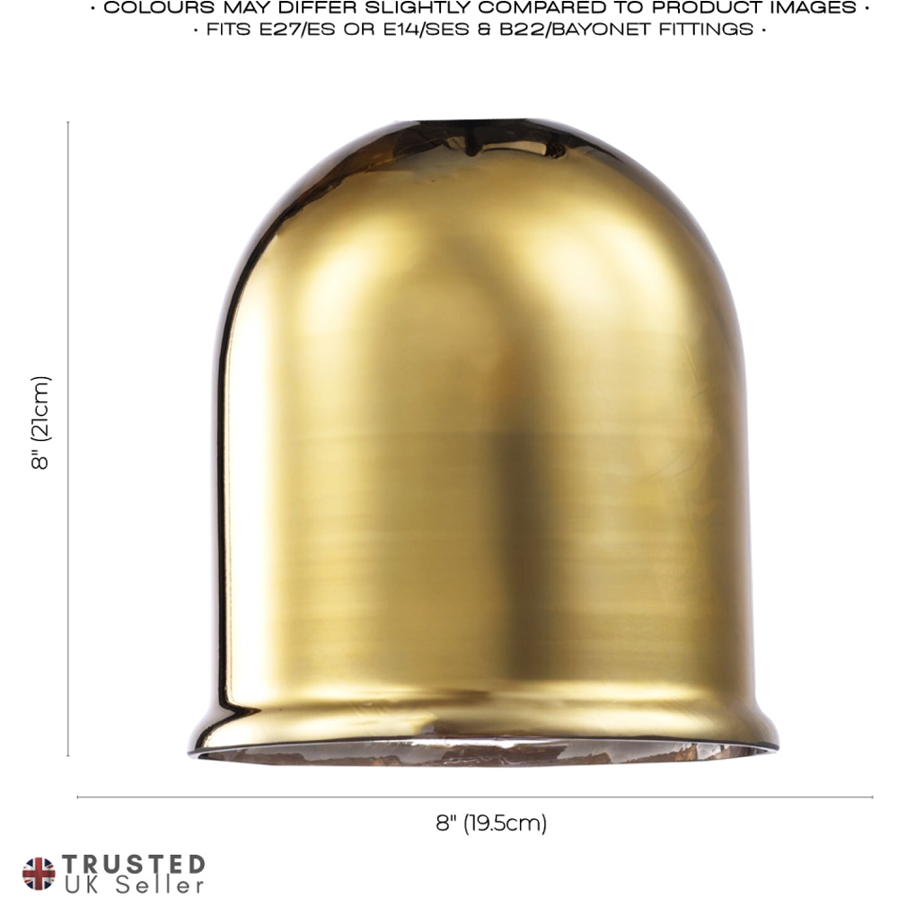 Happy Homewares Bell Shaped Gold Plated Glass Lower Rim Pendant Shade Image 7