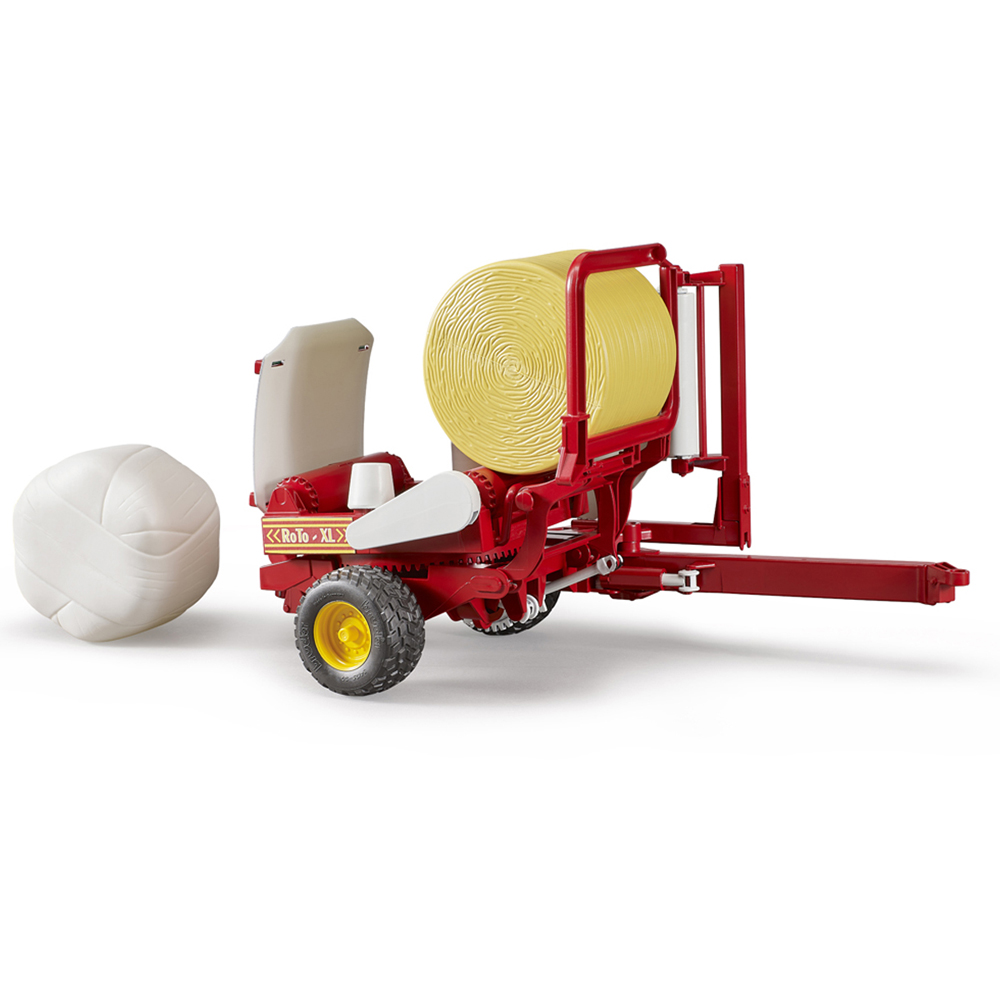 Bruder Kids Bale Wrapper Playset Model with Ochre and White Round Bales Image 7