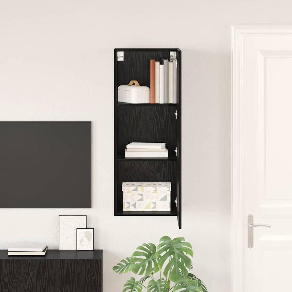 vidaXL Single Door Black Oak Wall-Mounted TV Cabinet Image 4
