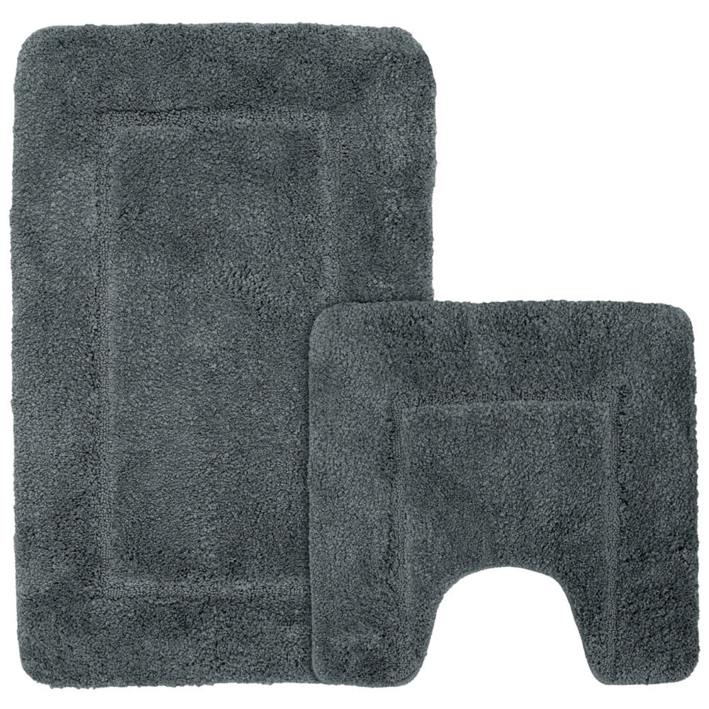 Mayfair Charcoal Micro Fibre Bath Mat Set Image 1