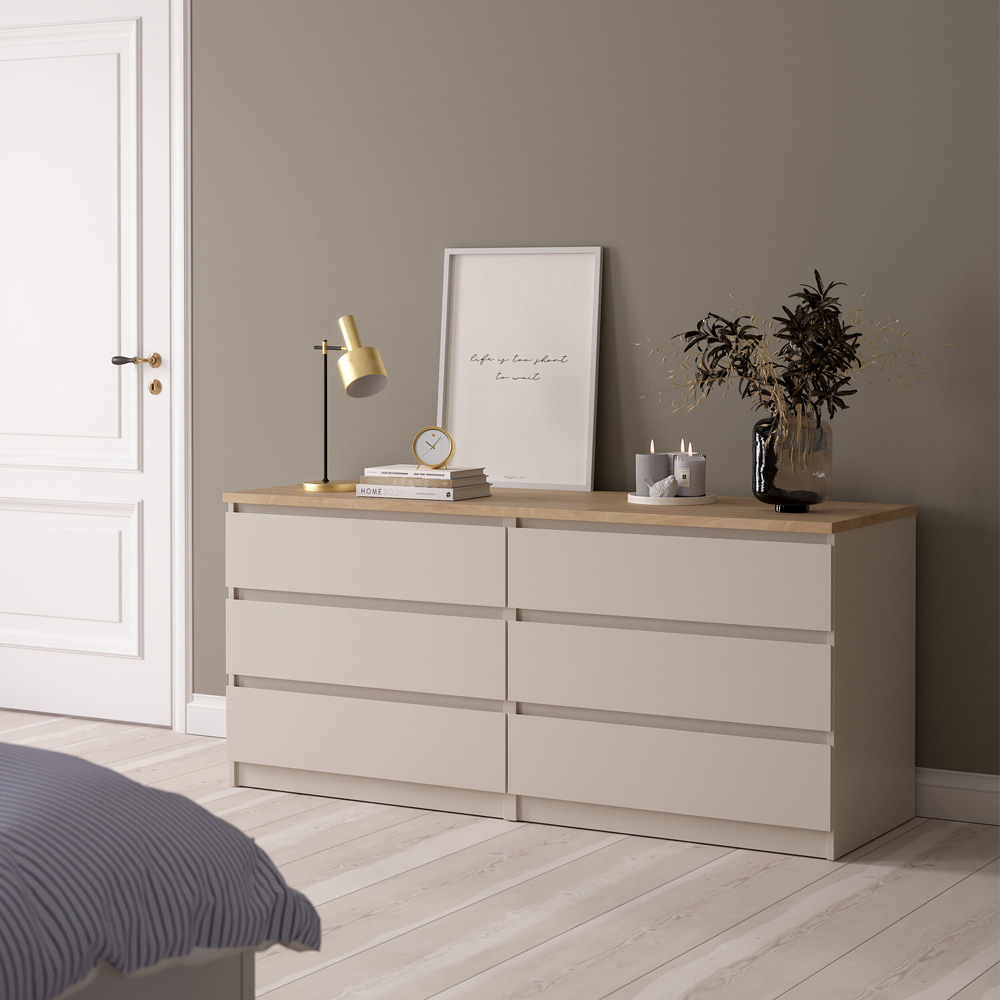 Florence Naia 6 Drawer Cashmere Jackson Hickory Wide Chest of Drawers Image 6