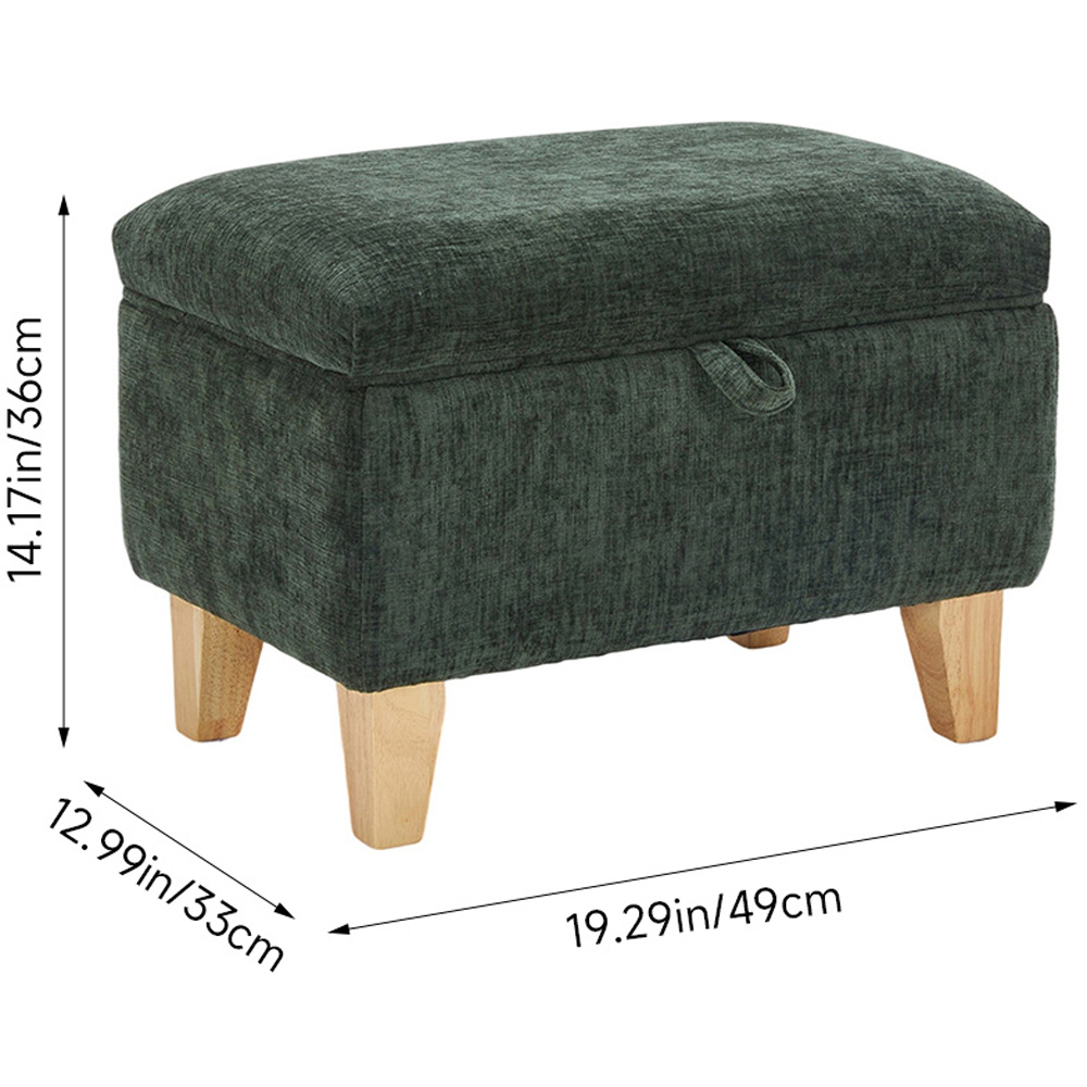 Living and Home Green Chenille Upholstered Storage Ottoman Image 9