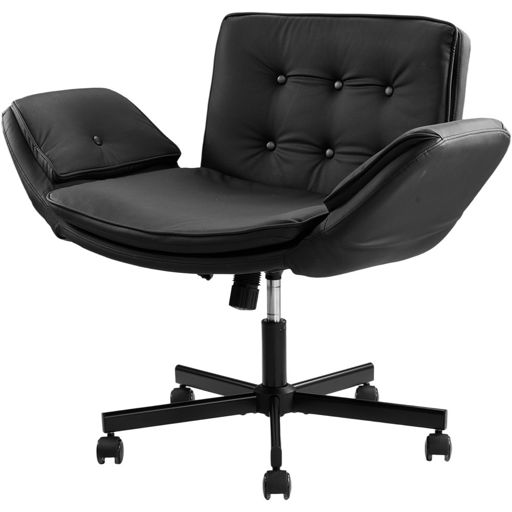 Living and Home Black Widened Seat Office Chair with Wheels Image 2